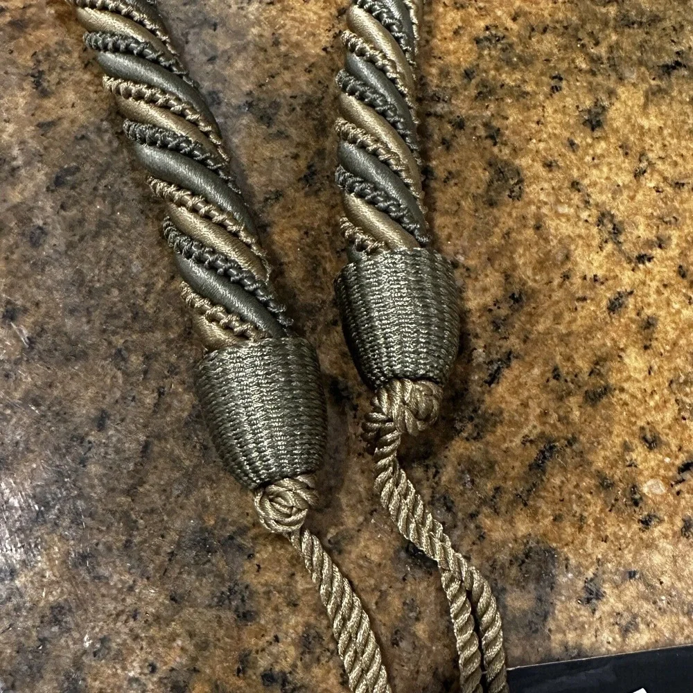 Vatican Home Set Of 2 Decorative Rope Curtain Drape Tie Back Green Gold NWT‎